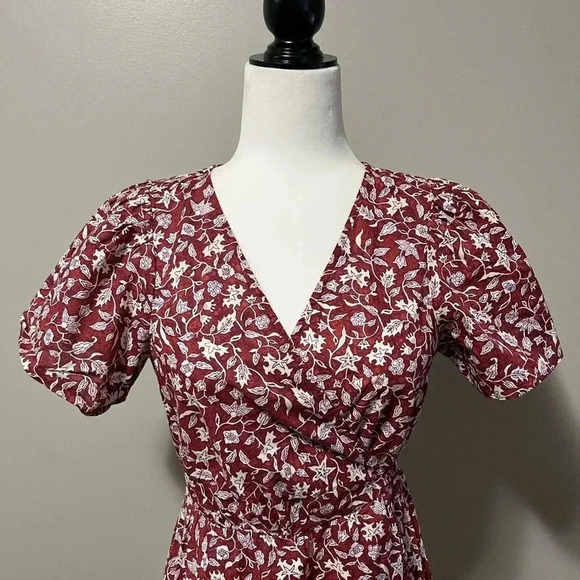 Madewell Flutter Sleeve Wrap Mini Dress Batik Vines - Picture 4 of 11